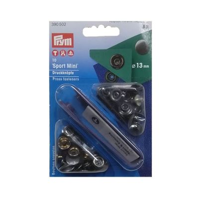 Boutons pression sport mini 13mm Noir avec outil Prym