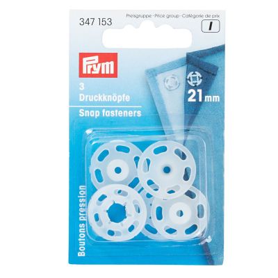 Boutons pression à coudre en plastique Prym Transparent - 4 tailles