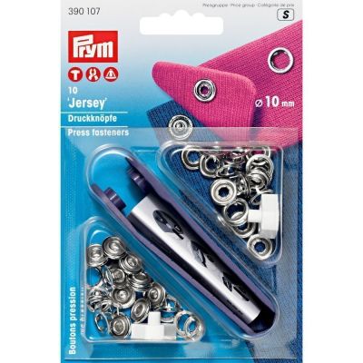 Boutons pression jersey avec outil Prym anneau Argent - 3 tailles