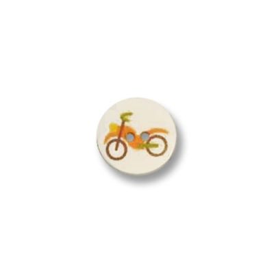 Bouton imprimé vélo 2 trous 15 mm Blanc