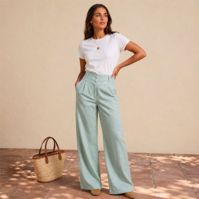 Kit Couture Craftine Pantalon Laurier Lin Céladon
