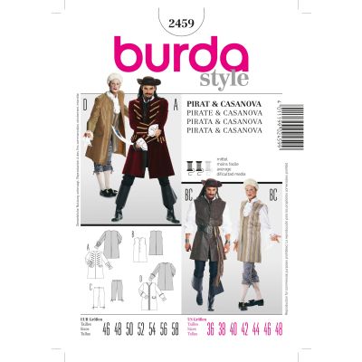 Patron Burda 2459 Pirate et Casanova