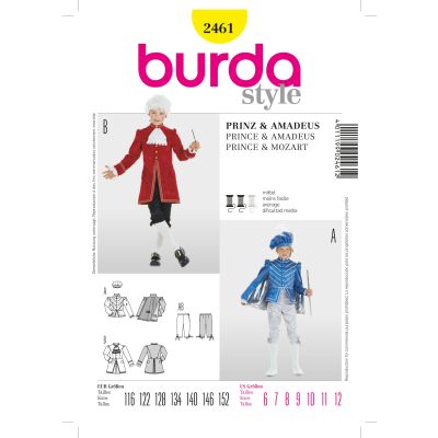 Patron Burda 2461 Prince et Wolfgang Amadeus