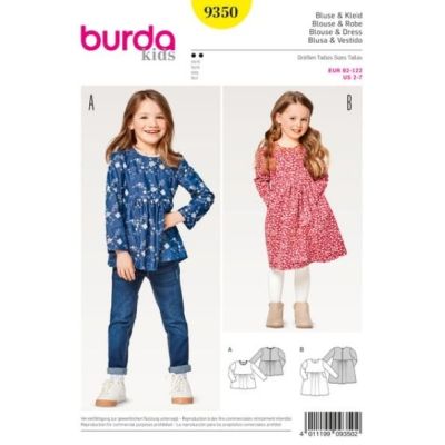 Patron Burda 9350 Blouse &amp; Robe Enfant