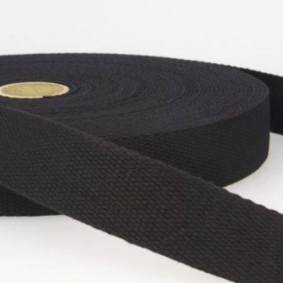 Sangle Coton uni Noir - 3 Largeurs
