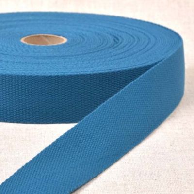 Sangle Polyester aspect Coton 30 mm Bleu canard x1m