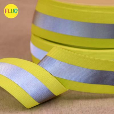 Elastique Réfléchissant 38 mm Jaune fluo x1m