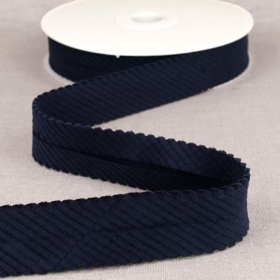 Biais Velours grosses côtes Bleu marine - 30 mm