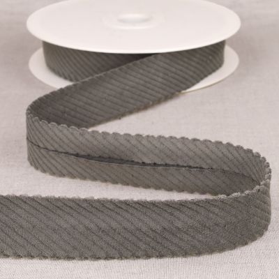 Biais Velours grosses côtes Gris clair - 30 mm