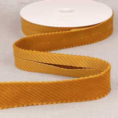 Biais Velours grosses côtes Jaune moutarde - 30 mm