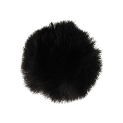 Pompon imitation fourrure 10 cm Noir x1