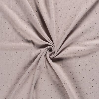 Tissu Double gaze Lina Pois dorés sur fond Beige sable - Par 10 cm