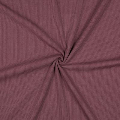 Tissu Jersey Coton côtelé uni Prune - Par 10 cm