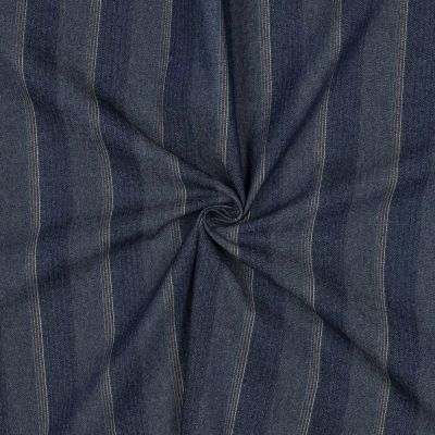 Tissu Jean Denim Katia Rayé Bloomara sur fond Bleu foncé - Par 10 cm