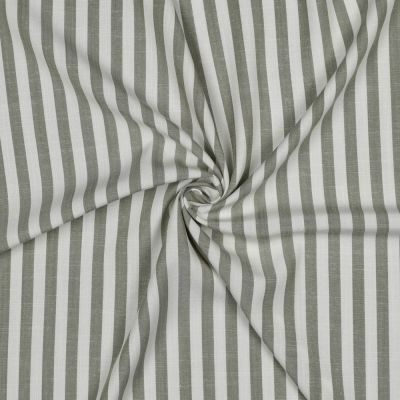 Tissu Viscose fil teint Suzanne petites rayures Vert sur fond Blanc cassé - Par 10 cm
