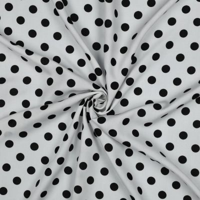 Tissu Viscose imprimé Inès petits pois Noir sur fond Blanc cassé - Par 10 cm