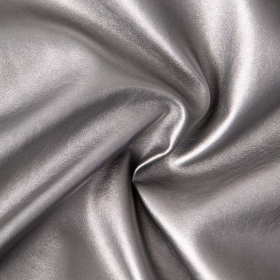 Tissu Simili cuir d&#039;habillement métallisé souple uni Argent - Par 10 cm