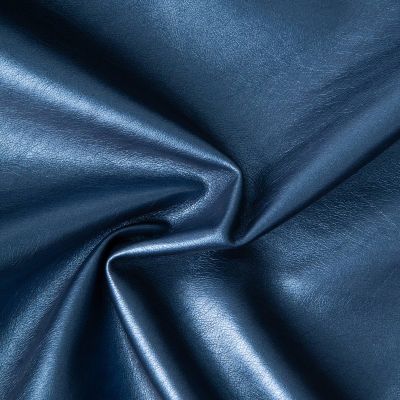Tissu Simili cuir d&#039;habillement métallisé souple uni Bleu cobalt - Par 10 cm