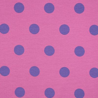 Tissu Jersey Coton Pois 32 mm sur fond Rose fuchsia - Par 10 cm