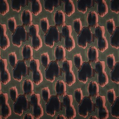 Tissu Satin de Coton imprimé Tâches sur fond Vert kaki - Par 10 cm