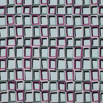 Tissu Viscose Lia carreaux menthe sur fond Vert sapin - Par 10 cm
