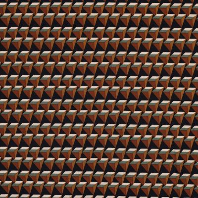 Tissu Popeline de Viscose extensible Triangles 3D sur fond Noir - Par 10 cm