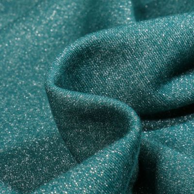 Tissu Sweat Paillettes argentées Bleu pétrole - Par 10 cm