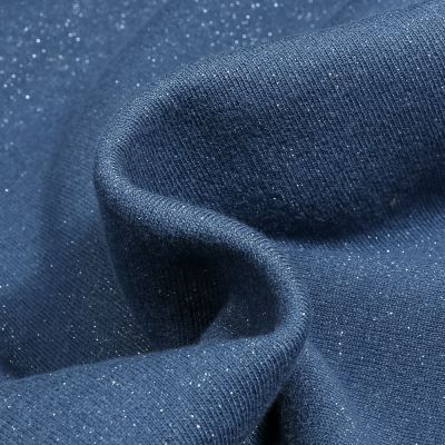Tissu Sweat Paillettes Bleu nuit - Par 10 cm