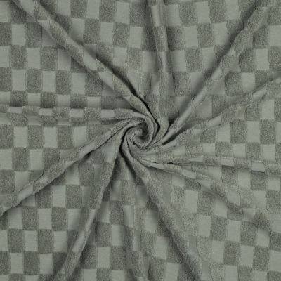 Tissu Jersey carreaux éponge uni Vert kaki - Par 10 cm