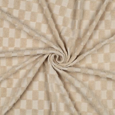 Tissu Jersey carreaux éponge uni Beige - Par 10 cm