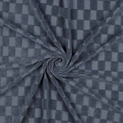 Tissu Jersey carreaux éponge uni Bleu gris - Par 10 cm