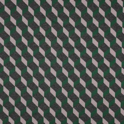 Tissu Jersey Milano Carreaux 3D sur fond Gris chiné - Par 10 cm
