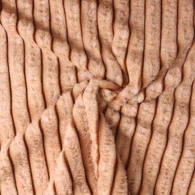 Tissu Fausse fourrure côtelé Ophélia sur fond Beige nougat - Par 10 cm