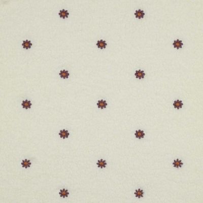 Tissu Sherpa Fleurs brodées sur fond Ecru - Par 10 cm