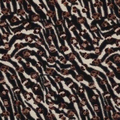 Tissu Polyester Stretch imprimé motif léopard et zébré sur fond Beige - Par 10 cm
