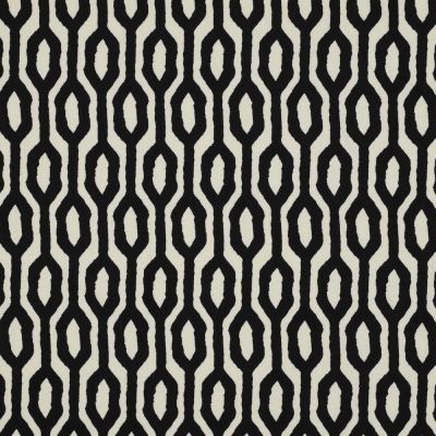 Tissu Polyester Stretch Géo sur fond Noir - Par 10 cm