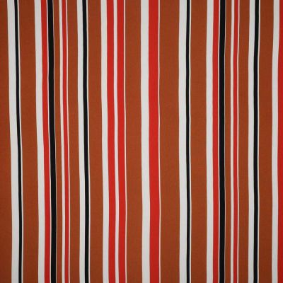Tissu Viscose légère Rayé blanc et noir sur fond Rouille - Par 10 cm