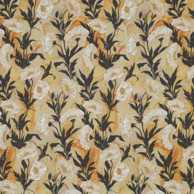 Tissu Viscose Digital Fleuris et pointillés lurex sur fond Beige - Par 10 cm