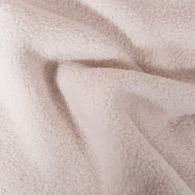 Tissu Bouclette Teddy envers Polaire uni Ecru - Par 10 cm
