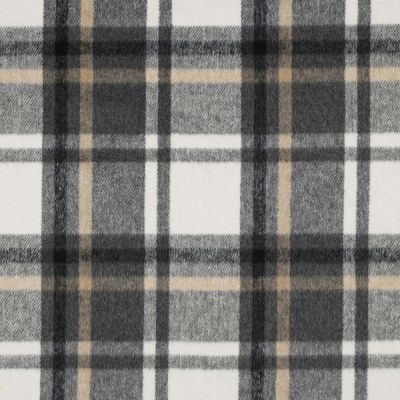 Tissu Caban brossé motif tartan sur fond Ecru - Par 10 cm