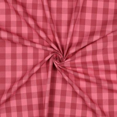 Tissu Popeline de Coton Motif Vichy sur fond Rouge foncé - Par 10 cm