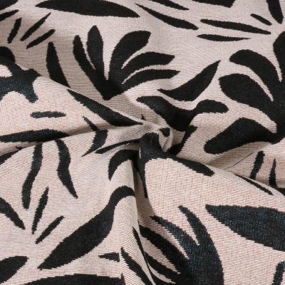 Tissu Jacquard Gobelin noir sur fond Ecru - Par 10 cm