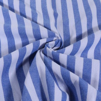 Tissu Coton rayé fil teint Bleu - Par 10 cm