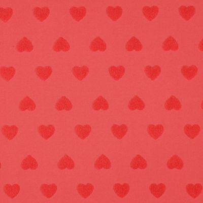 Tissu Maille cœur en éponge Amoria rouge sur fond Rouge - Par 10 cm