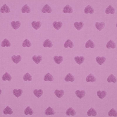 Tissu Maille cœur Amoria violet sur fond Parme - Par 10 cm