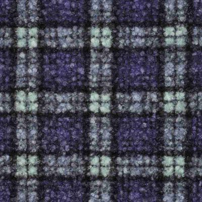 Tissu Fausse fourrure Bouclette Glenn carreaux bleus sur fond Violet - Par 10 cm