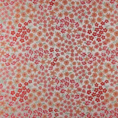 Tissu Jacquard satiné petites fleurs Liana sur fond Ecru - Par 10 cm