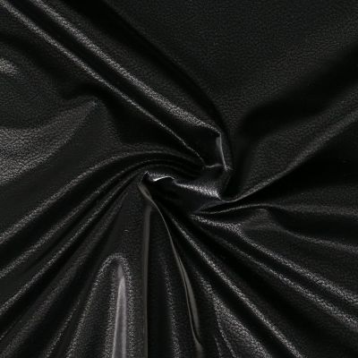 Tissu Simili Cuir Stretch envers polaire effet satiné uni noir - Par 10 cm