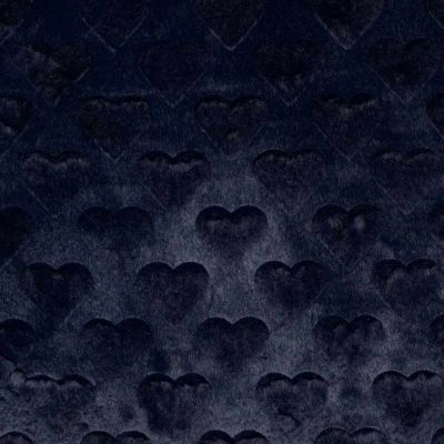 Tissu Fausse fourrure cœurs Elena uni bleu nuit - Par 10 cm
