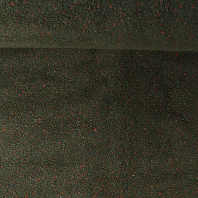 Tissu Fausse fourrure Mouton Toundra moucheté Rouge sur fond Vert kaki foncé - Par 10 cm